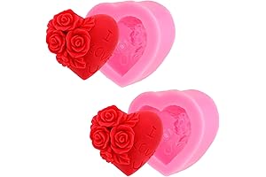 ICYANG Pink Heart Fondant Mold Set for Valentine's Day Delights