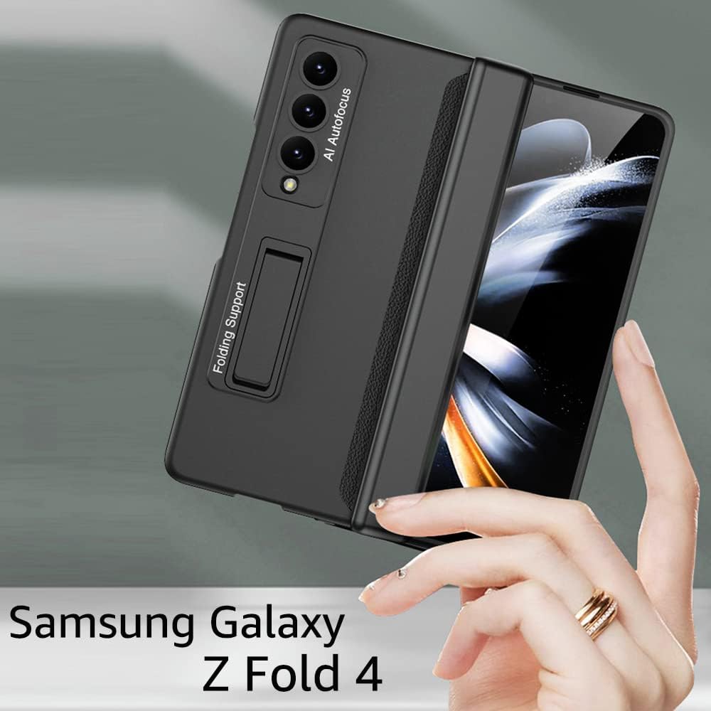 Case for Samsung Galaxy Z Fold 4 5G Magnetic Hinge Protective Case with 3 Adjustable Stand Modes,Ultra Thin Luxury PC Shockproof Anti-Scratch Kickstand Cover for Galaxy Z Fold 4 5G (Black)