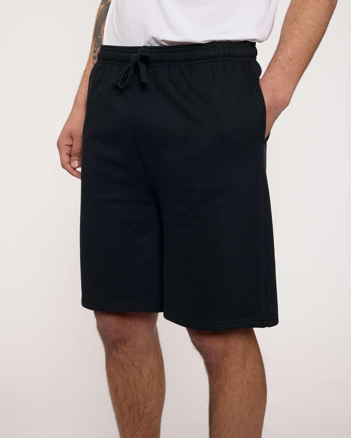 Real Essentials 3 Pack: Men’s 9" Cotton Fleece Sweat Short – Casual Gym, Lounge & Sleep Shorts with Pockets