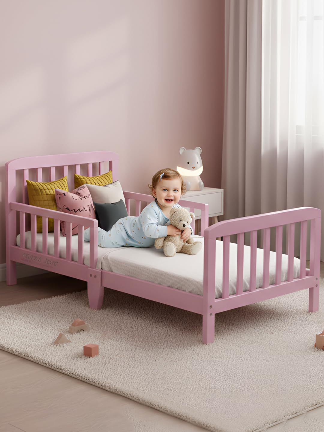 POLKA TOTS SideSnug Toddler Baby Bed for Kids | Baby Cot for 0 to 12 Years Kids | Wooden Low Height Crib with Safety Rails for Newborns | Sturdy, Durable, and with Child-Friendly Paint | Up to 50kg-image-26