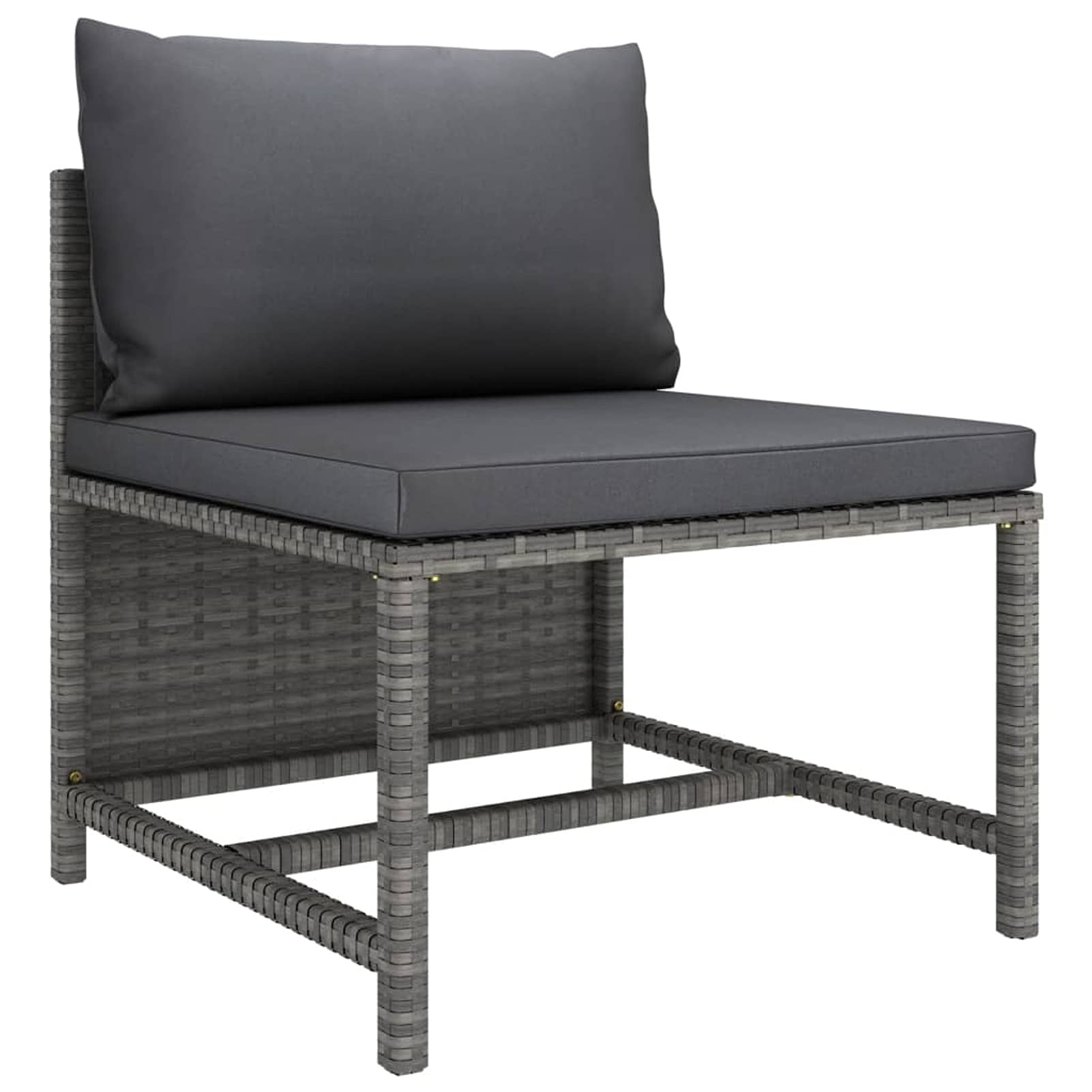 Divano da Giardino a 4 Posti con Cuscini in Polyrattan Grigio,Divano Pallet Modulare da Giardino con Posti in Legno di Pino Impregnato con Cuscini,Divano Modulare Giardino da Esterno,Divano i