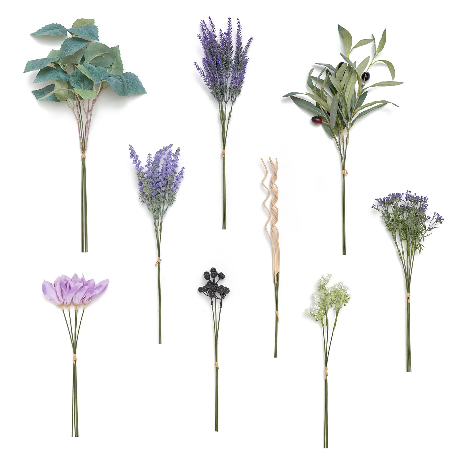 Lings Moment künstliche Blume Faux gefälschtes Grün Stängel Picks Box Set Combo für Wohnkultur Indoor Outdoor