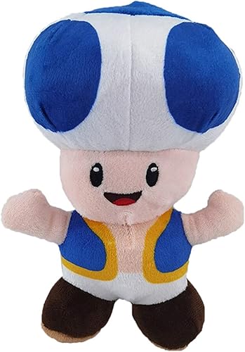 Seta azul sapo felpa posición de pie, juego de dibujos animados de peluche peluche muñeca de juguete de 8 pulgadas