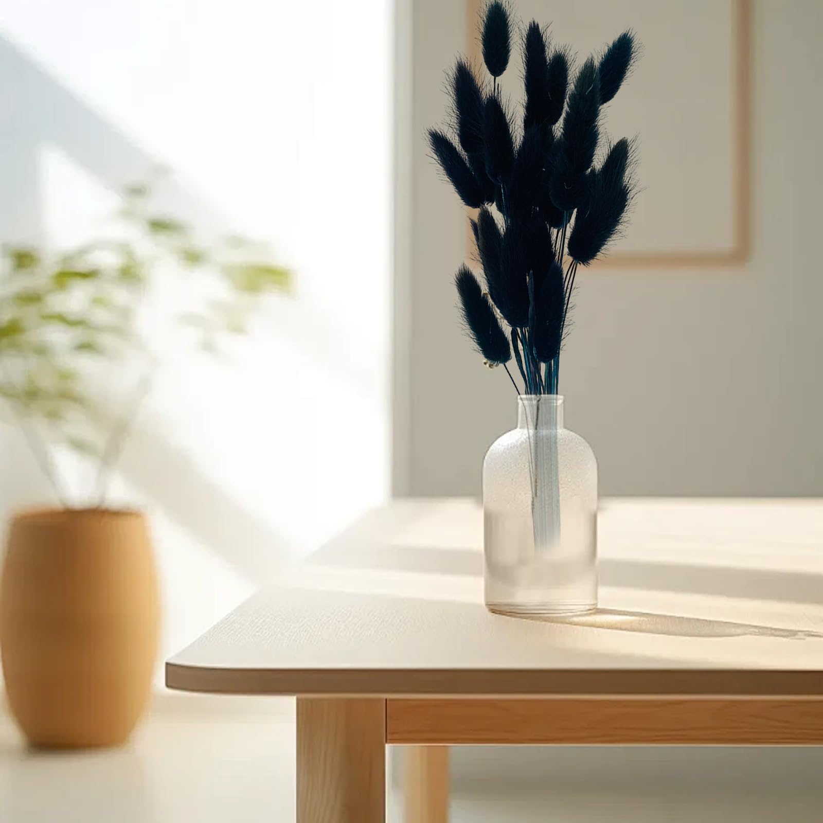 Coda di coniglio nero fiori secchi erba della pampa decorazione per la casa erba secca per vasi torta, 50 pezzi code di coniglio fiori secchi bouquet piccoli fiori secchi decorazione tavolo
