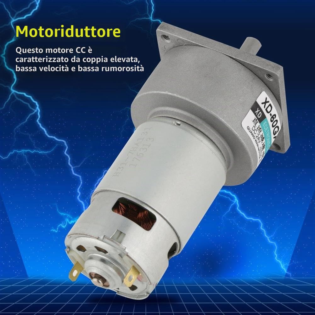 Motore a corrente continua, 12 V / 24V motore in metallo Motoriduttore a velocità regolabile 10-600rpm 35W CW/CCW Motore a bassa velocità(24 V 100 giri/min)