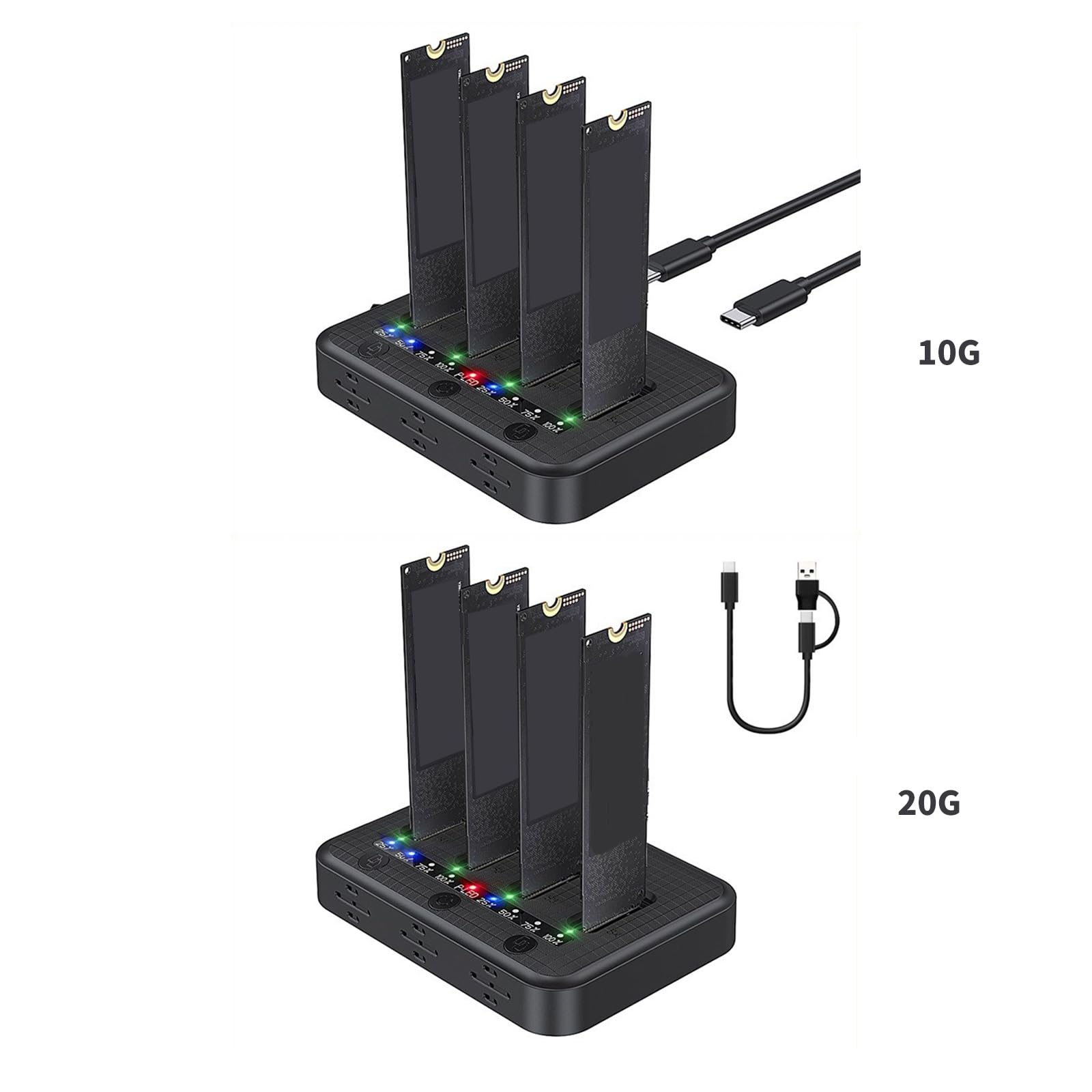 Dock di memoria SSD a 4 slot di tipo C con display luce frontale, 10