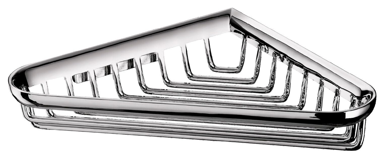 Emco SYSTEM2 Duschkorb eckig zum Schrauben, hochwertige Duschablage aus Metall und Kunststoff, Duschorganiser für Badutensilien, chromfarben - chrom