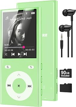 90GB MP3 Player with Bluetooth 5.3, Music Player with 2 TF Card Slots
