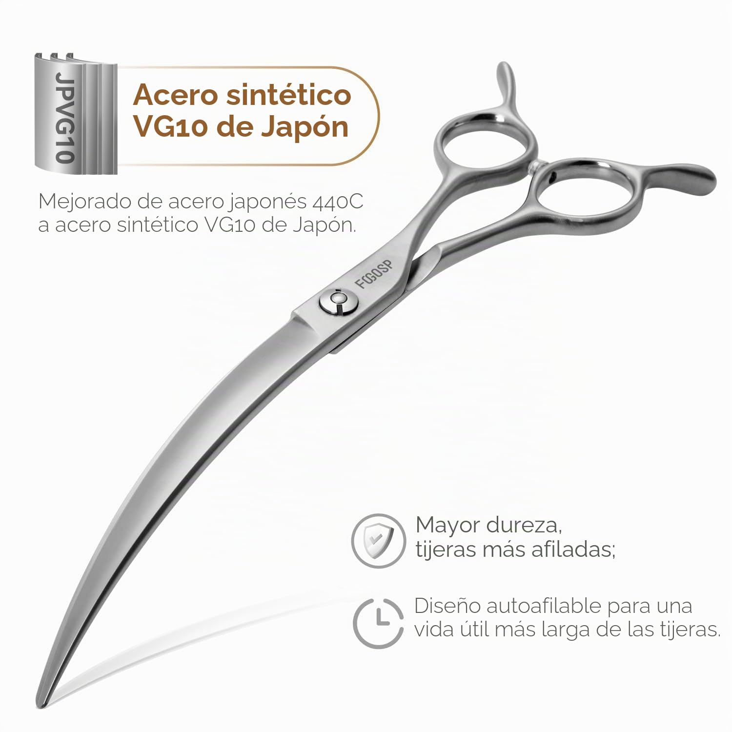 Tijeras de aseo curvadas profesionales de 45° para perros, tijeras curvadas de arco grande de 7.5 pulgadas, para peluquero profesional, Japón VG10, acero de alto carbono, para mano derecha mate