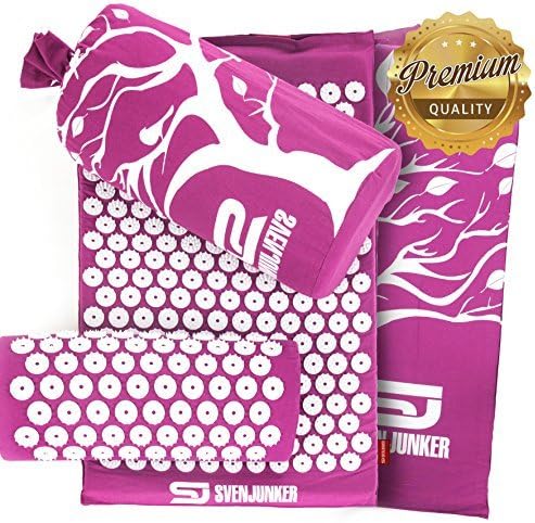 Premium Acupressure Mat and Pillow Set by Svenjunker: Back/Neck Pain Relief and Muscle Relaxation | Reflexology Massage Mat for Stress & Sciatic Pain | Acupuncture SpikePad | Carry Bag & Pillow