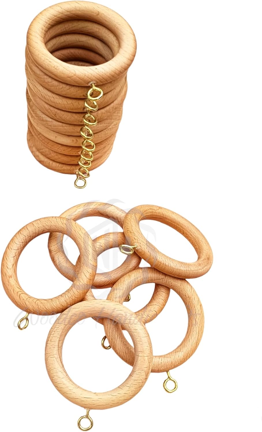 100 Pcs WCH Handmade Wooden Curtain Ring,Wood Drapery Rings,Curtain Ring for Door&Window Decor Easy Glide Curtain Rings Smooth,Durable&Stylish (Inner Dia 1.75,Outer Dia 2.5 Inch) Beech Wood