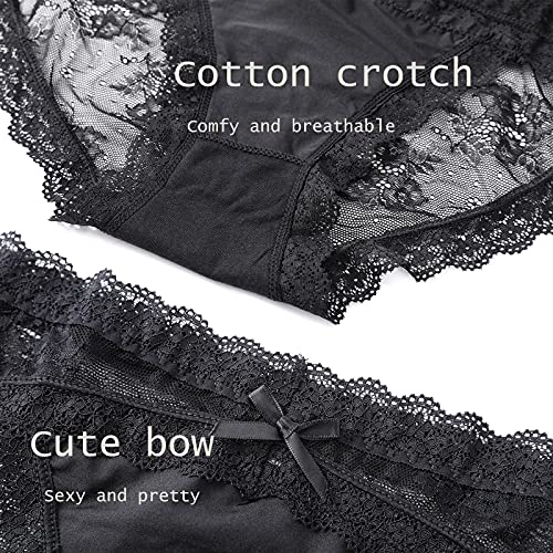 Image of LEVAO Sexy Underwear for Women Hipster Cheeky Bikini Lace Panties 6 Pack