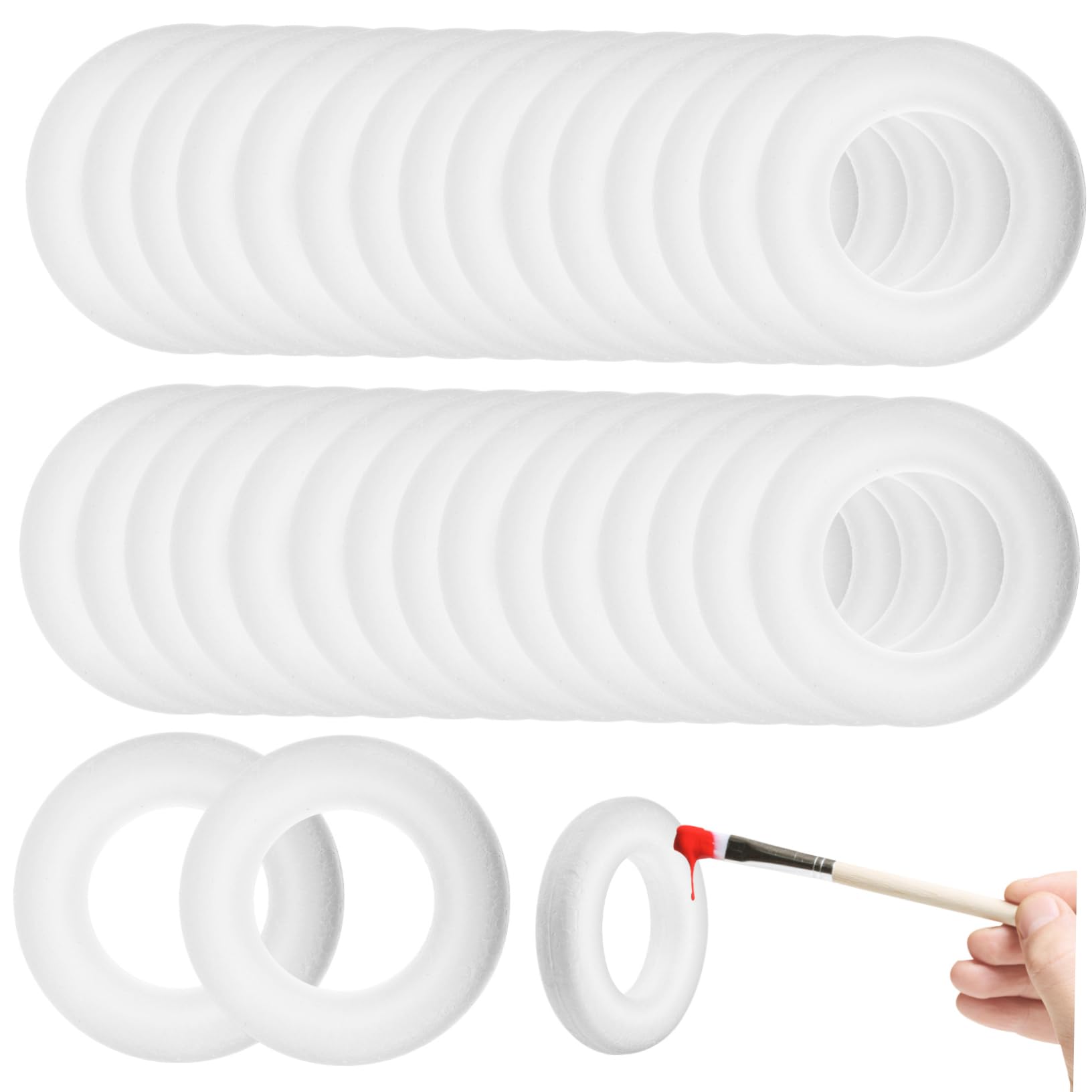 Beatifufu 6x Schaumstoff Ringe - Weiße Bastelkreise 10cm Für DIY Projekte Und Deko