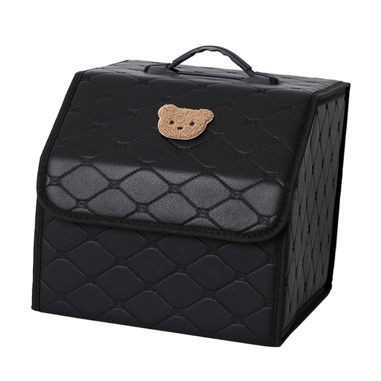 Boîte de rangement de voiture haut de gamme en cuir synthétique noir de décoration