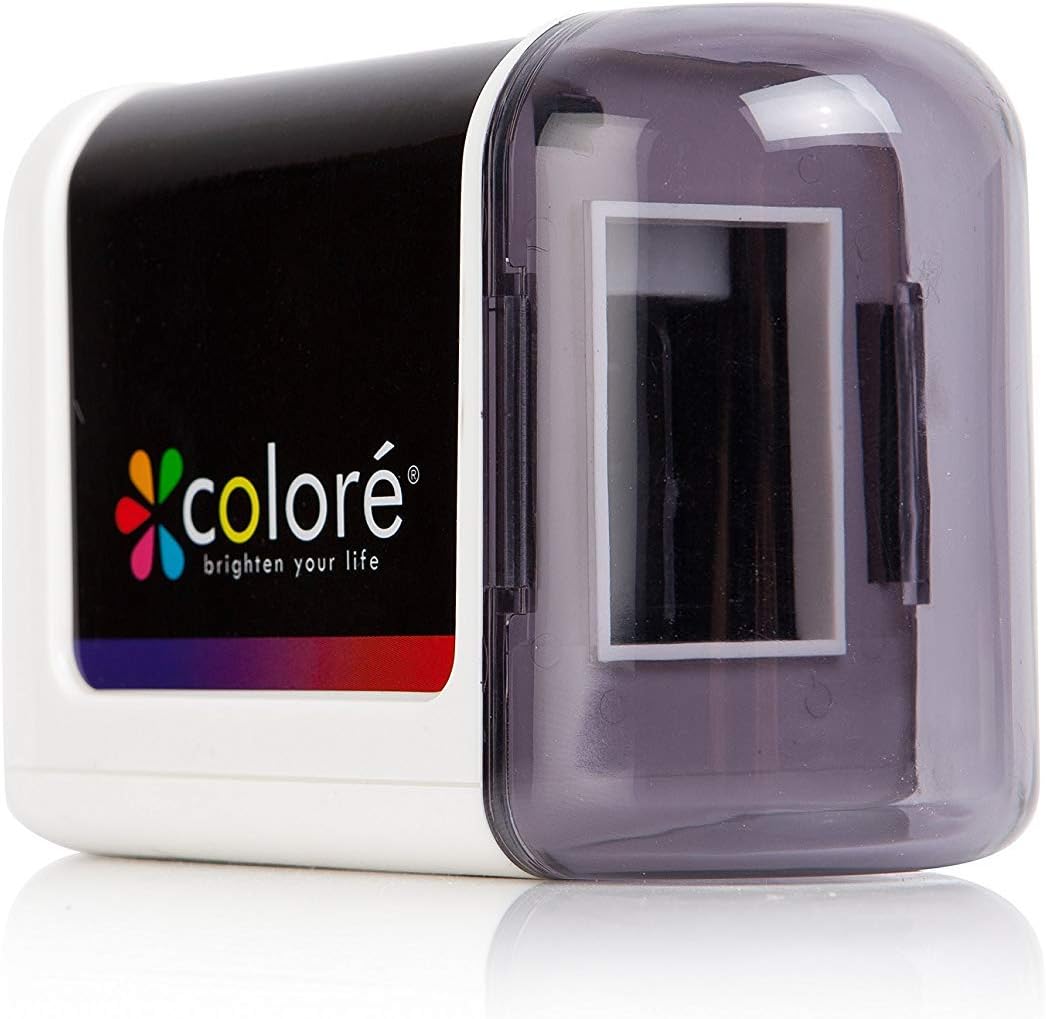 Colore Electric Pencil Sharpener - Powerful, Small, Battery Operated Heavy Duty, Safe Sharpeners for Kids, School, Office