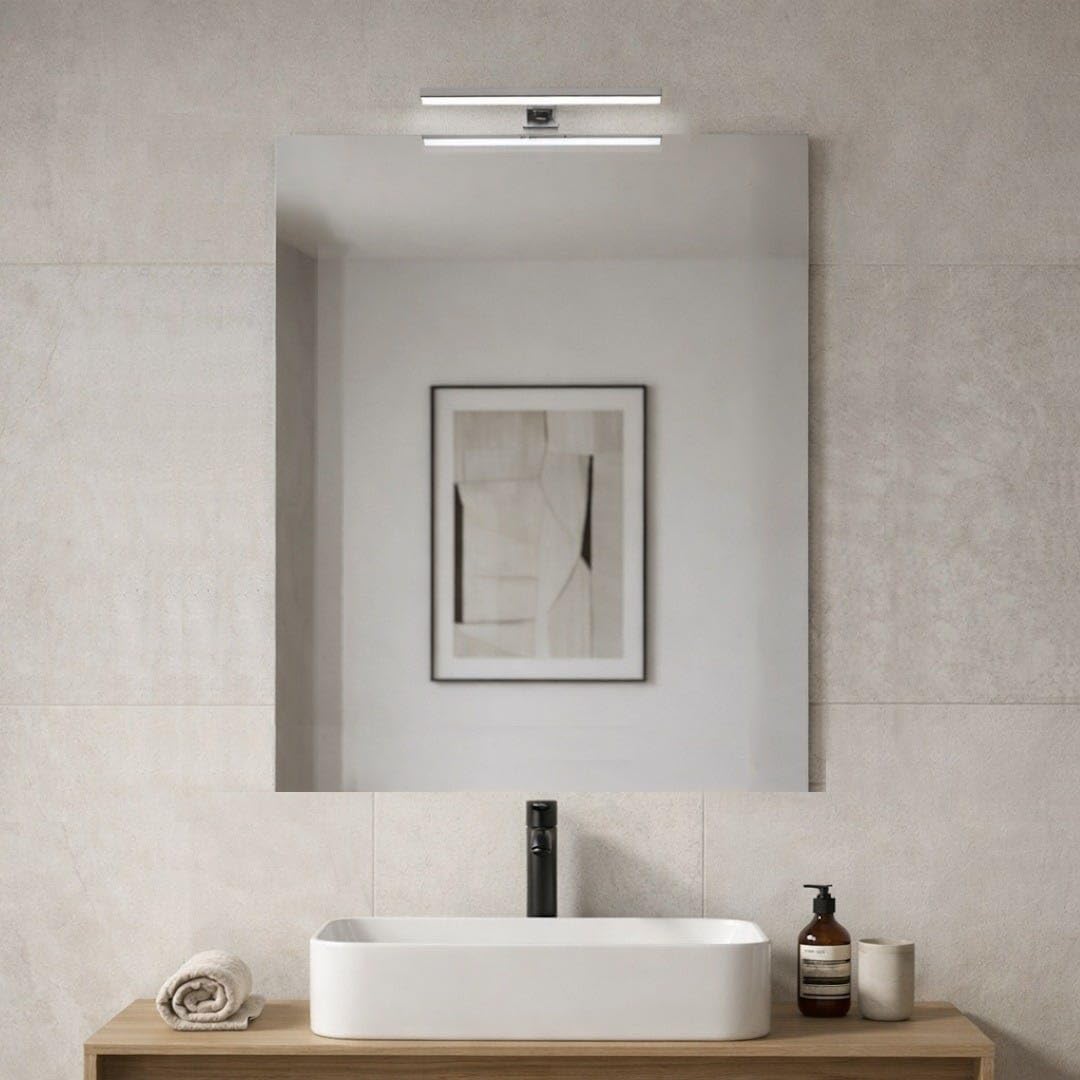 Miroir de salle de bain 90x110 cm avec lampe LED de 30 cm rectangulaire mural Kiamami Valentina
