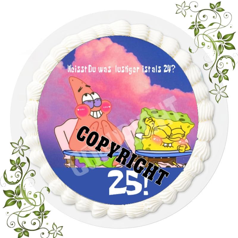 ich Fondant Tortenaufleger Tortenbild Geburtstag Spongebob BUNT 25er Geburtstag