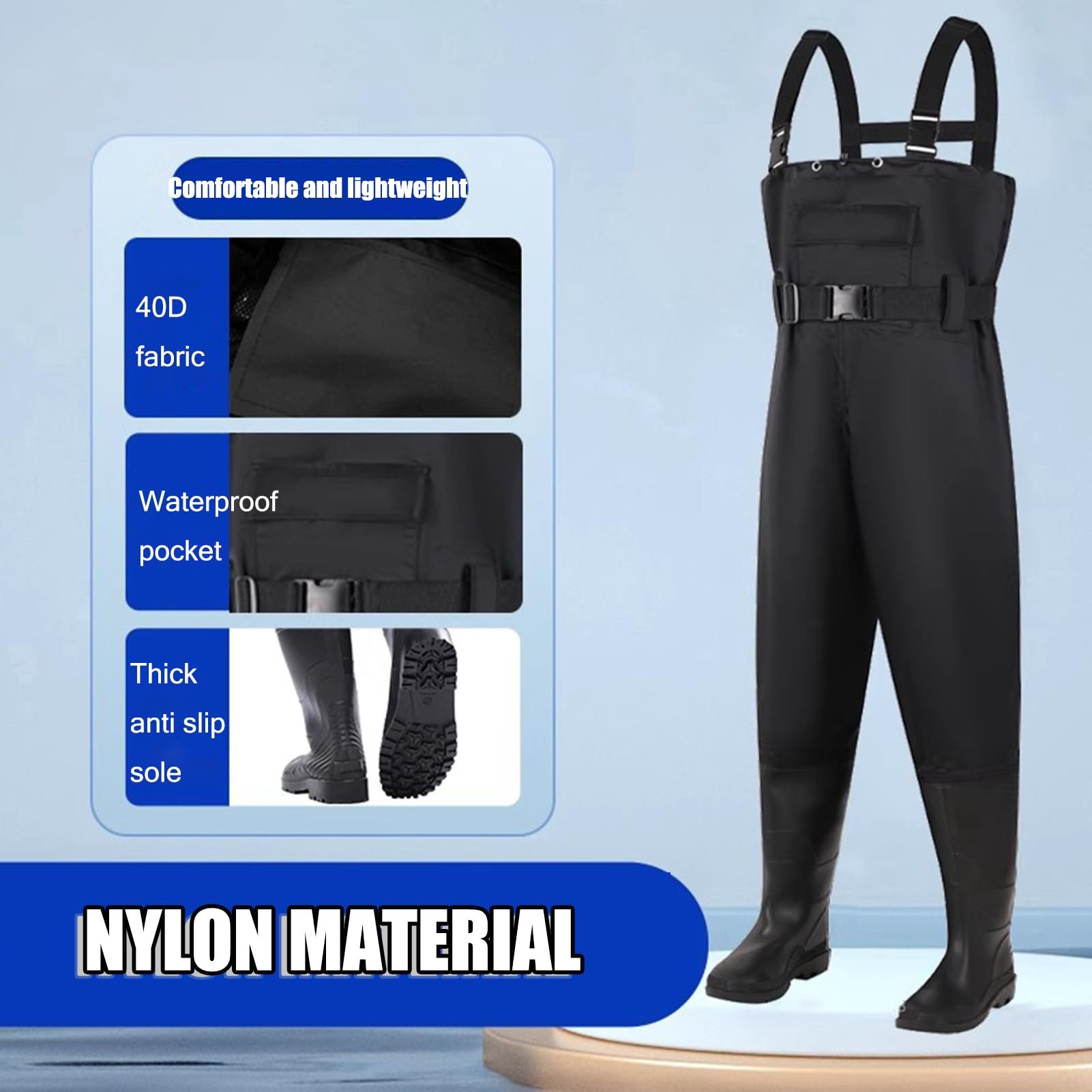 Stivali A Coscia da Pesca Pantaloni da Pesca Impermeabili Ultraleggeri in Nylon, Adatti per Pesca, Agricoltura, paludi e arbusti.