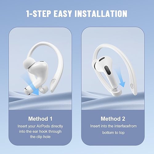 Miniatura 7 de 2 pares de ganchos para las orejas compatibles con AirPods Pro 3/2/1, AirPods 1/2/3, [pares de tamaños M y L] ganchos mejorados de acceso con botón