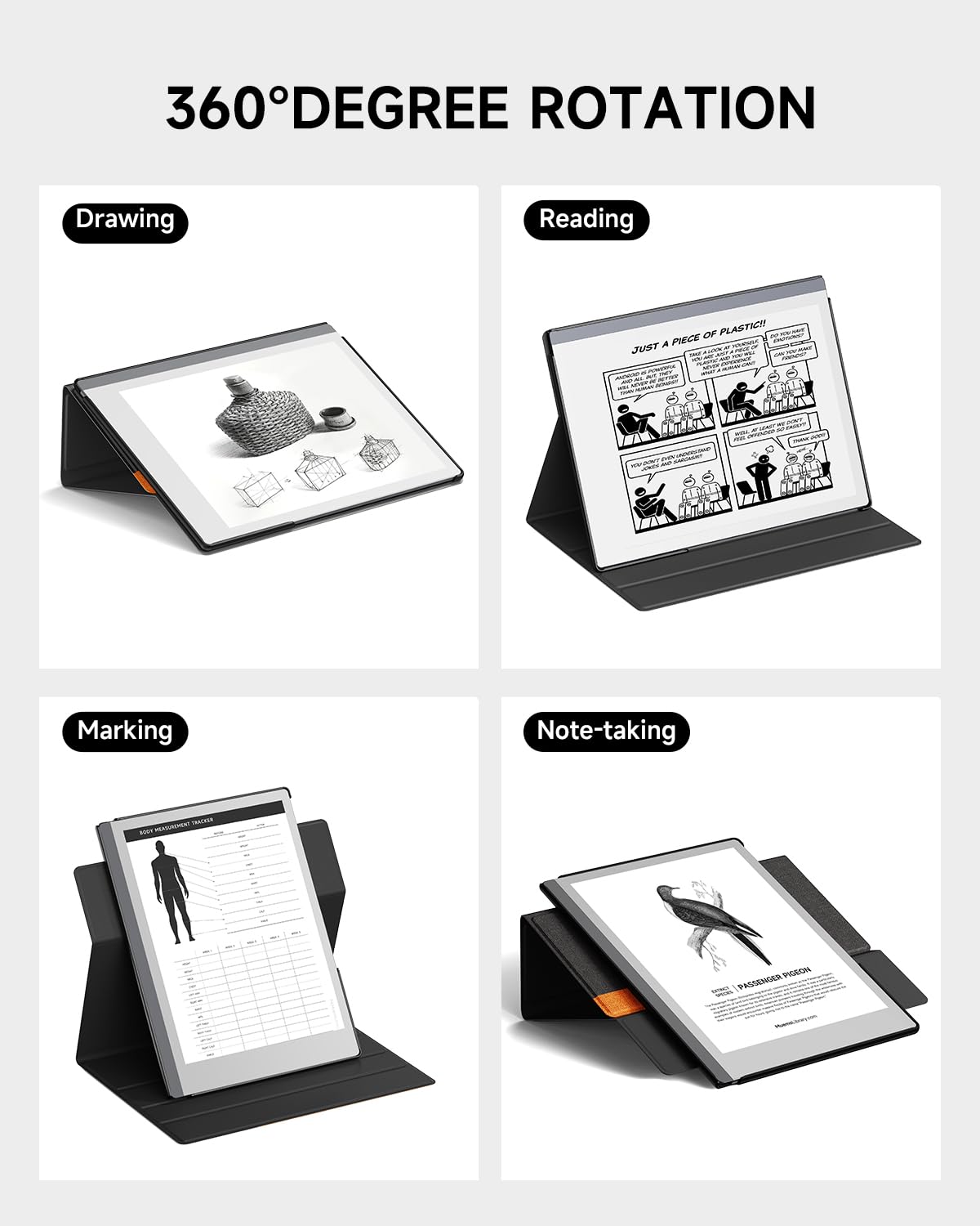 Ayotu Book Folio Case for Remarkable 2 Paper Tablet 10.3" 2020 Released, Premuin Fabric Smart Cover with 360 Degree Rotatable Stand and Stylus Pocket, Only for Remarkable 2, Gray & Orange