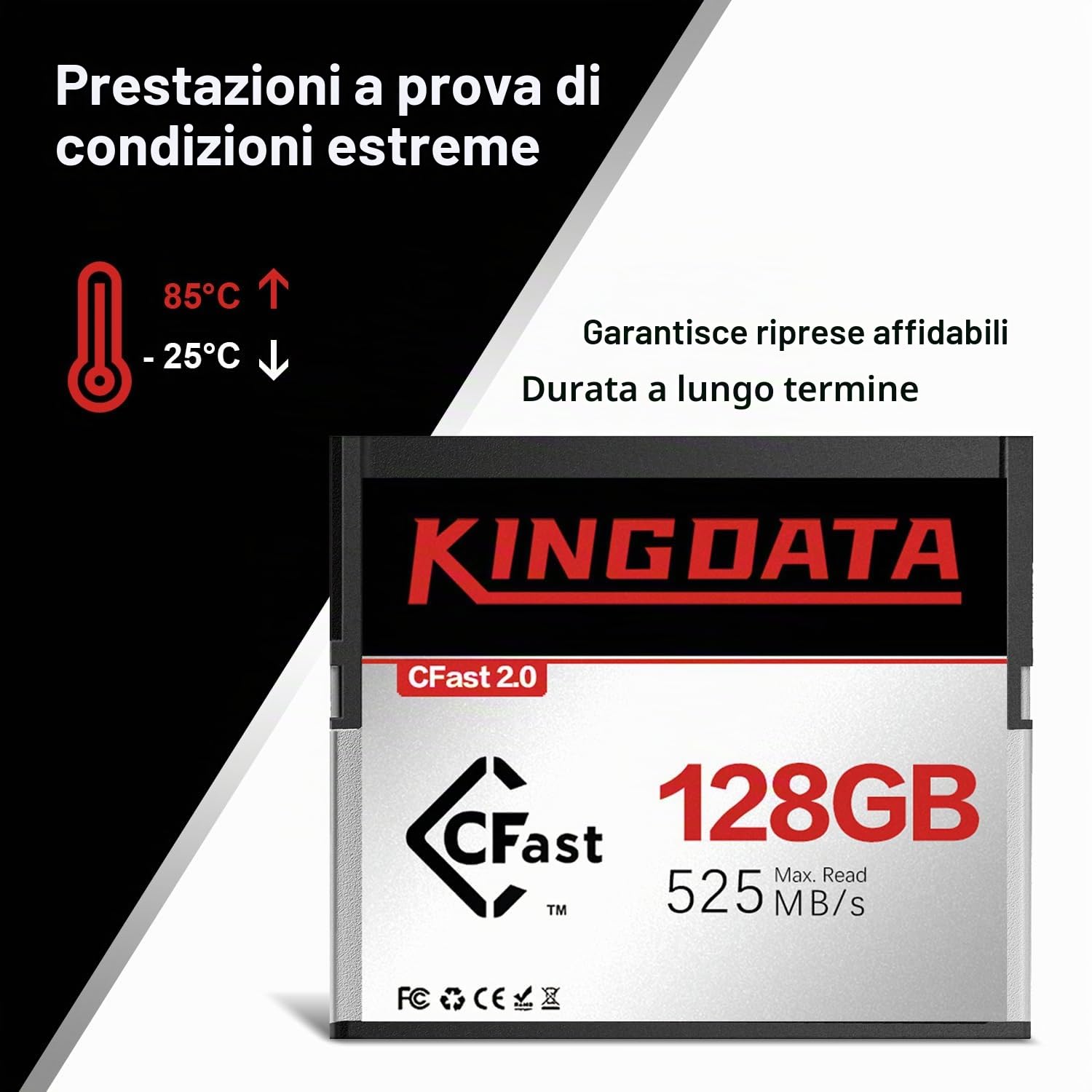 CFast 2.0 128GB Scheda di memoria CF card ad alta velocità GBper video 4 K registrazione HD compatibile con fotocamere professionali