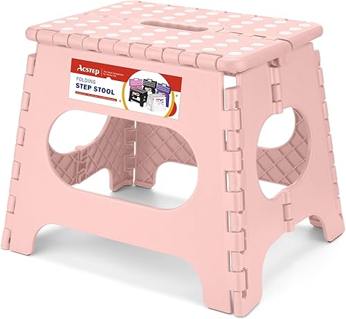 Miniatura 50 de ACSTEP Taburete plegable de 9 pulgadas, capacidad de 300 libras, taburetes plegables de plástico para niños y adultos, taburete plegable adecuado