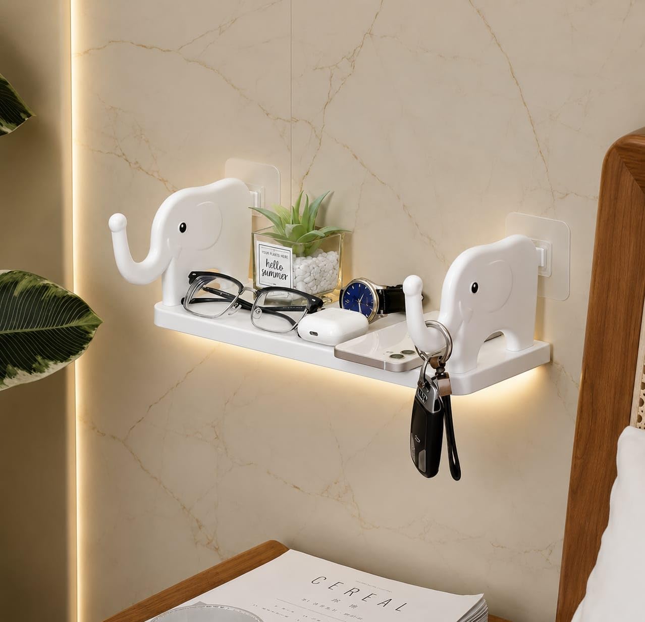 RadheKrishna Self Adhesive Floating Elephant Shape Shelves Wall Shelf for Kitchen Bathroom Entryway Stand Holder for Bedroom Toilet Kitchen Office Shelf Wall Holder Plastic-image-2
