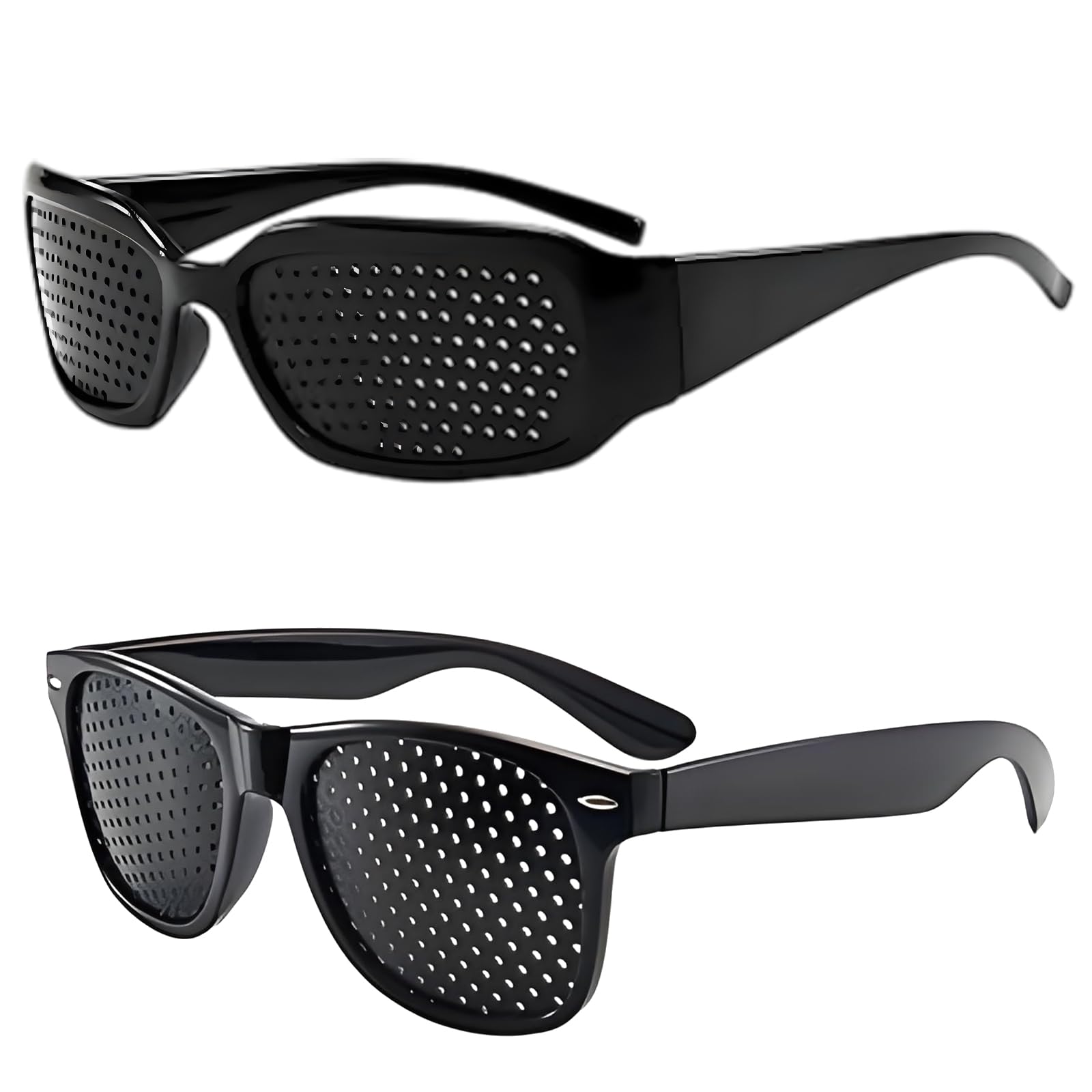 TGKEAIY 2Pcs Pinhole Glasses, Grid-Glasses for Eye Training Vision Correction, Black Vision Strengthening Glasses Helps Reduce Eye Strain for Office Workers and Students(Normal & Sporty)