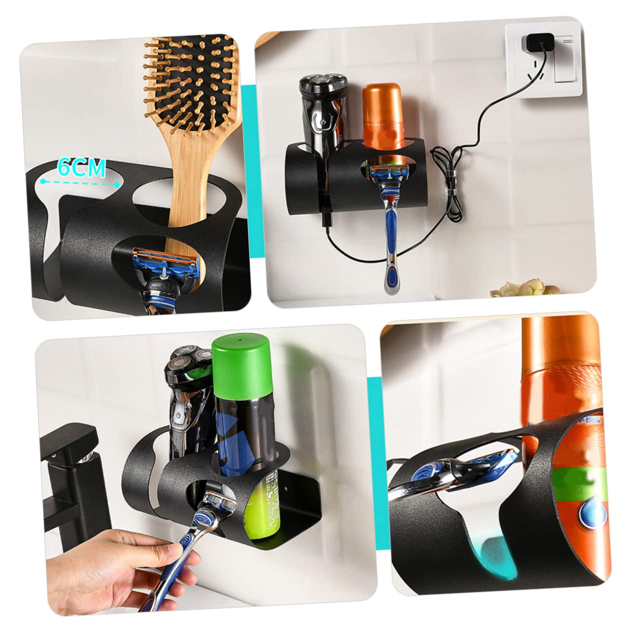 Healeved Multifunctional Shaver Organizer Holder Shaver Rack Wall Storage Holder