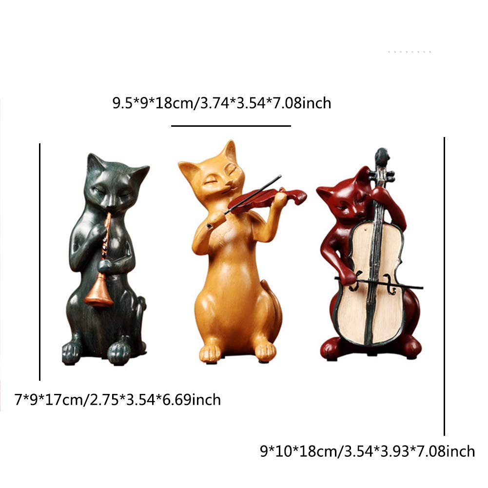 Amazon.co.jp: 猫バンドフィギュアスタチューセット3演奏音楽猫ギフト 