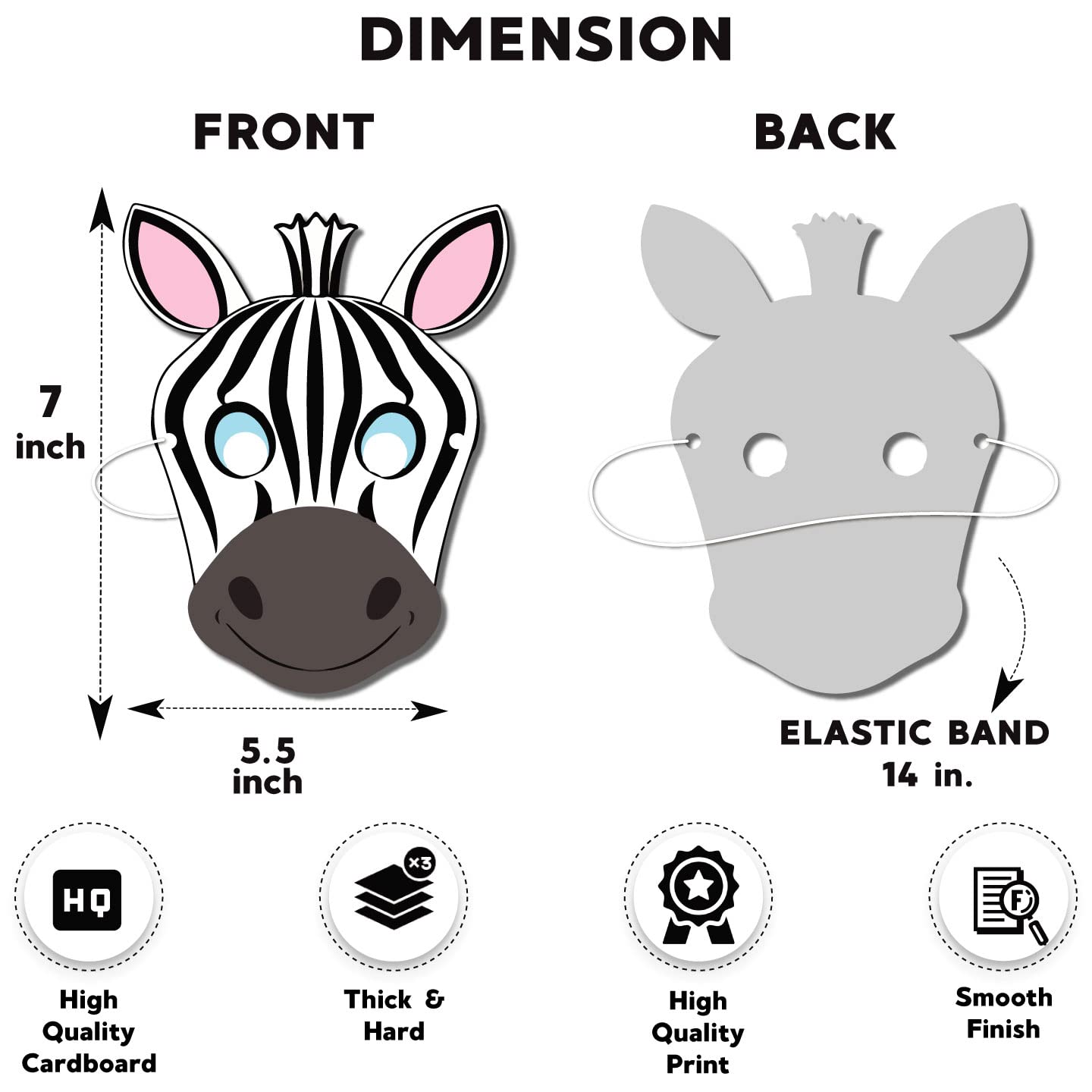 Festiko® Jungle Animal Eye Masks for Jungle Safari Theme Birthday Party Decoration, 12 Pcs Animal Face Masks with Elastic Band, 7 x 5.5 Inch, Kids Party Favors & Photo Booth Props 3