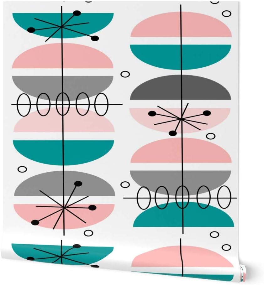 Spoonflower Commercial Grade Wallpaper 27ft x 2ft - Atomic Mid Century Midcentury Modern Vintage Inspired Retro Traditional Wallpaper