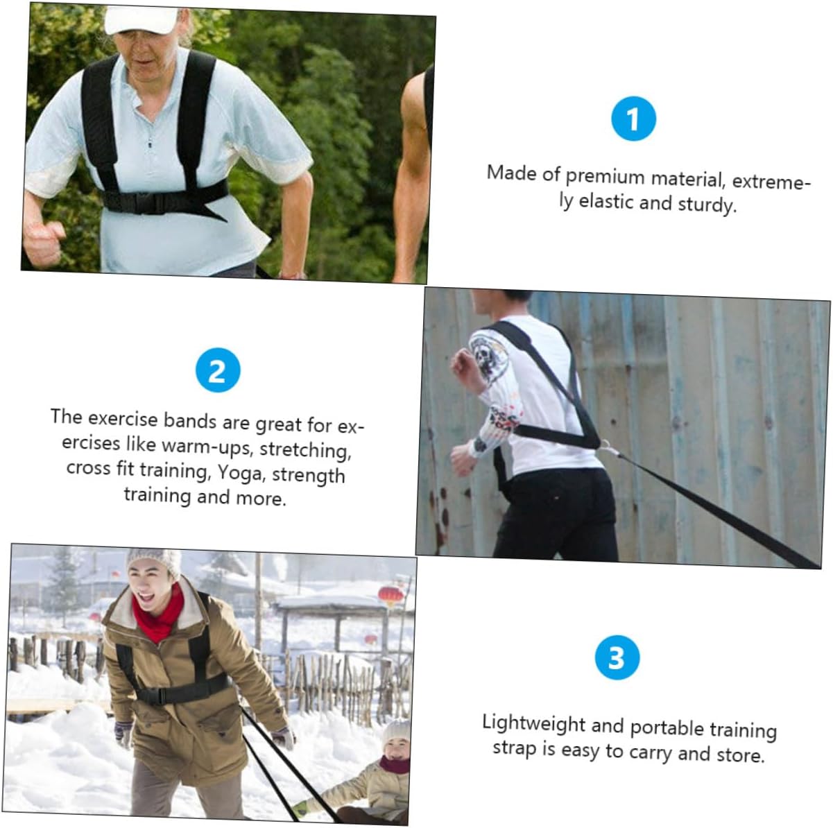 Generic 2pcs Resistance Training Belt Fitness Device with Padded Shoulder Straps for Running and Sled Harness Exercise Elastic and Sturdy Bands for Enhancement