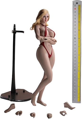 OBEST TBLeague - Figura de cuerpo femenino súper flexible y duradera a escala 16, tipo de cuerpo regordete con esculpir en la cabeza, tela de