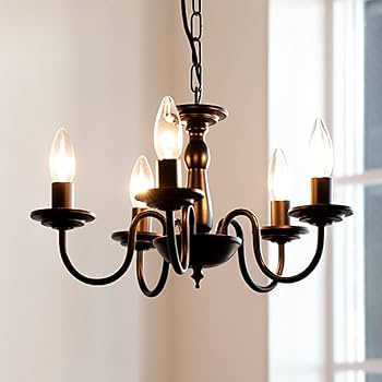 天井照明 シャンデリア 5灯 黒 マットブラック シンプル モダン レトロ Amazon.co.jp: Chende シャンデリア レトロ 5灯 照明 LED 対応