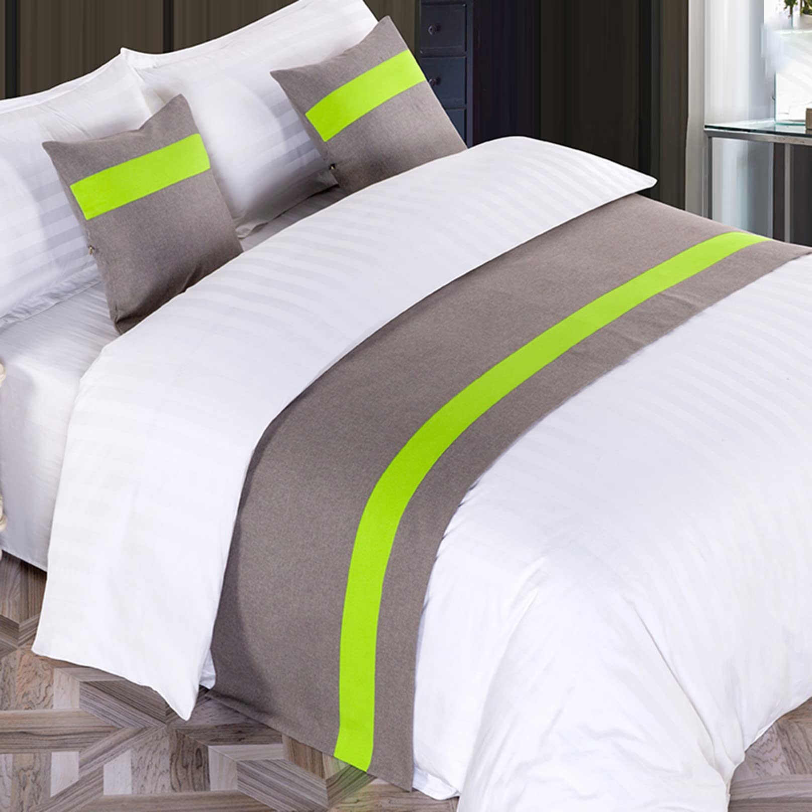 TTiiLoe Bed Runner for Foot of Bed Stripe Pattern Grey Decor Bedding Protection Cover Bed Scarf Bed End Towel Bed Mat No Fading Hotel Bedroom Wedding Room,240x50cm