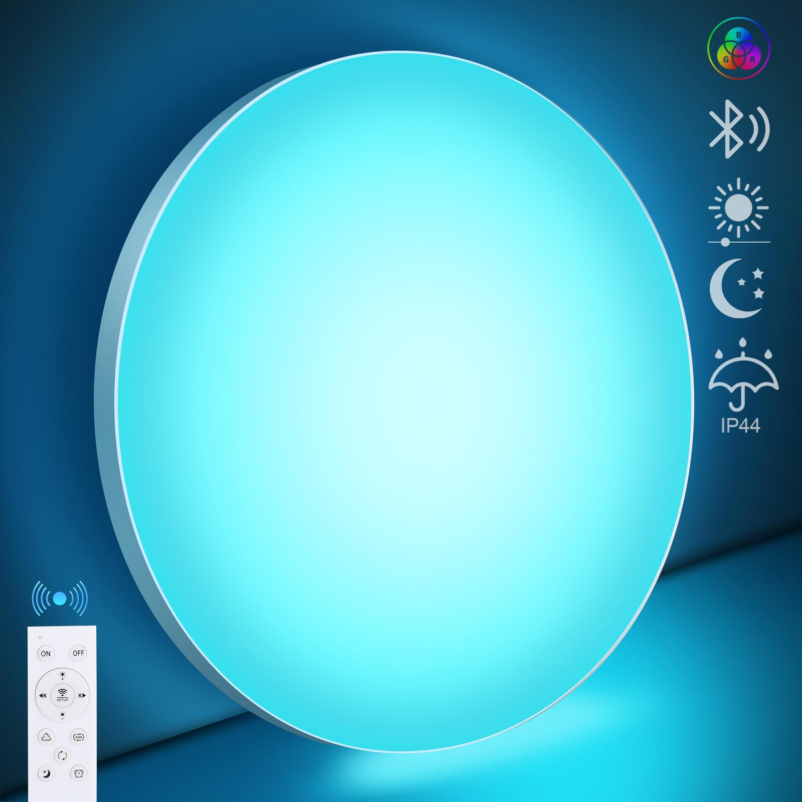 Led Deckenlampe Dimmbar mit Fernbedienung, [4 Stücke] 24W 16 Millionen RGB Farbwechsel Smart led Deckenleuchte Steuerbar via App, 2400LM Deckenbeleuchtung Ø30CM Lampe für Wohnzimmer Schlafzimmer, Weiß