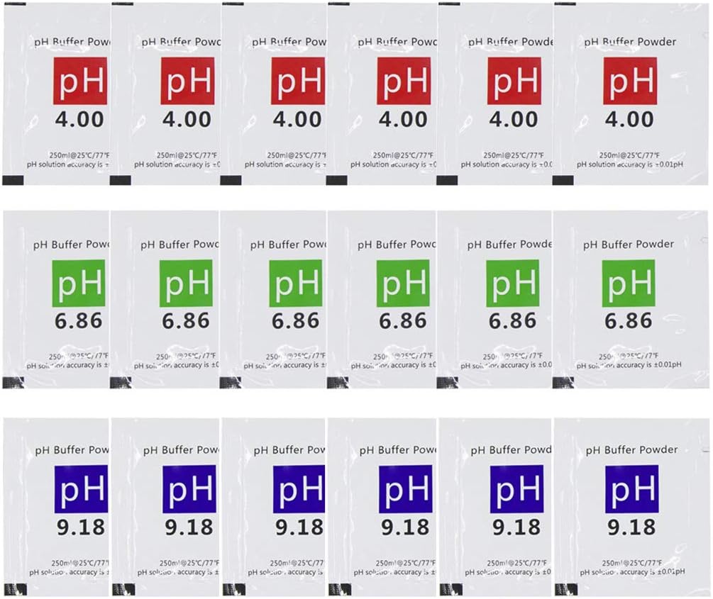 DuvinDD 18 Pack pH Calibration Solution Powder 6.86/4.00/9.18, pH Buffer Calibration Solution Packets for Precisely Calibrate pH Meter, pH Tester Calibration Powder Packets
