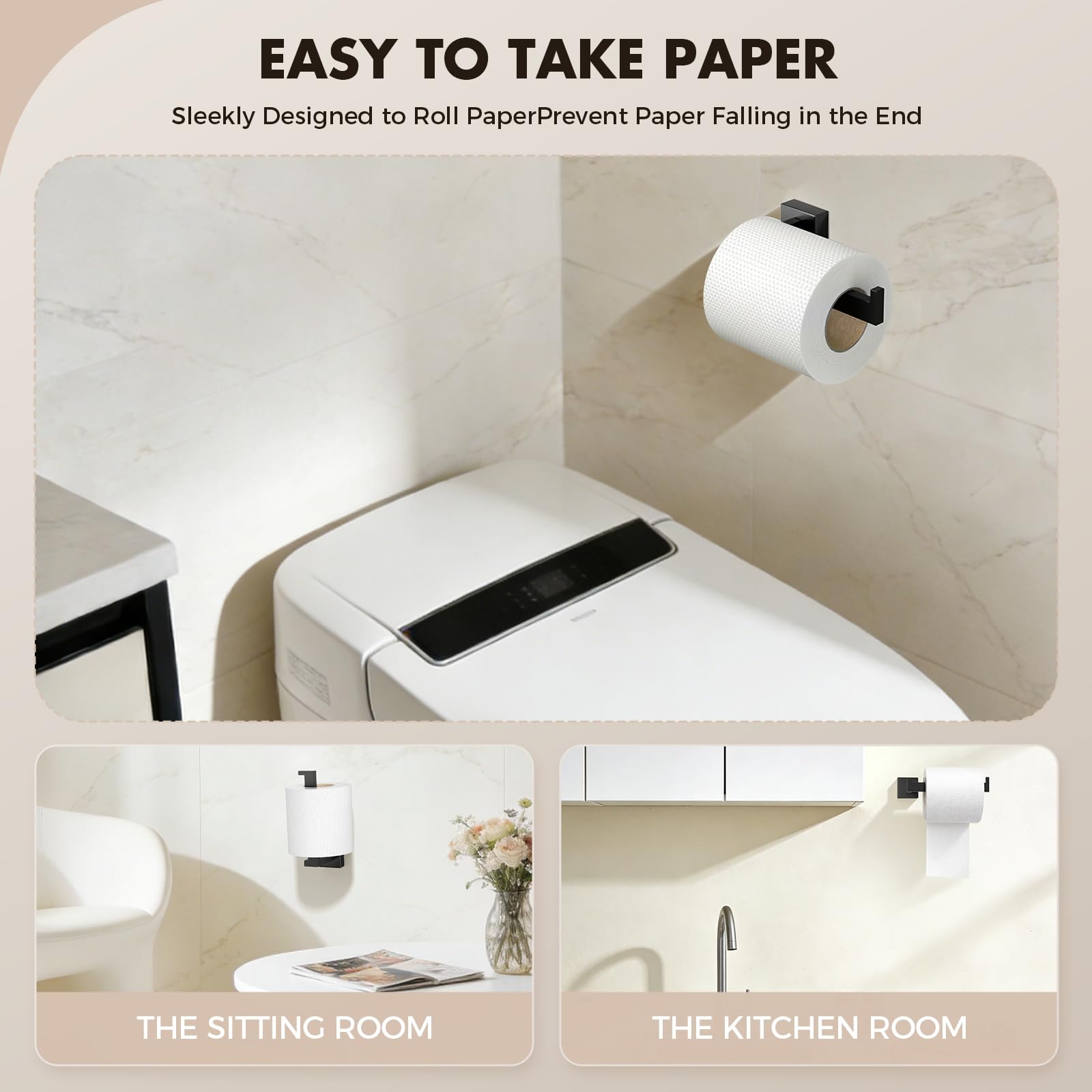 5-Pieces Matte Black Bathroom Hardware Accessories Set, SUS304 Stainless Steel Bath Towel Bar Set, Towel Racks for Bathroom Wall Mounted.