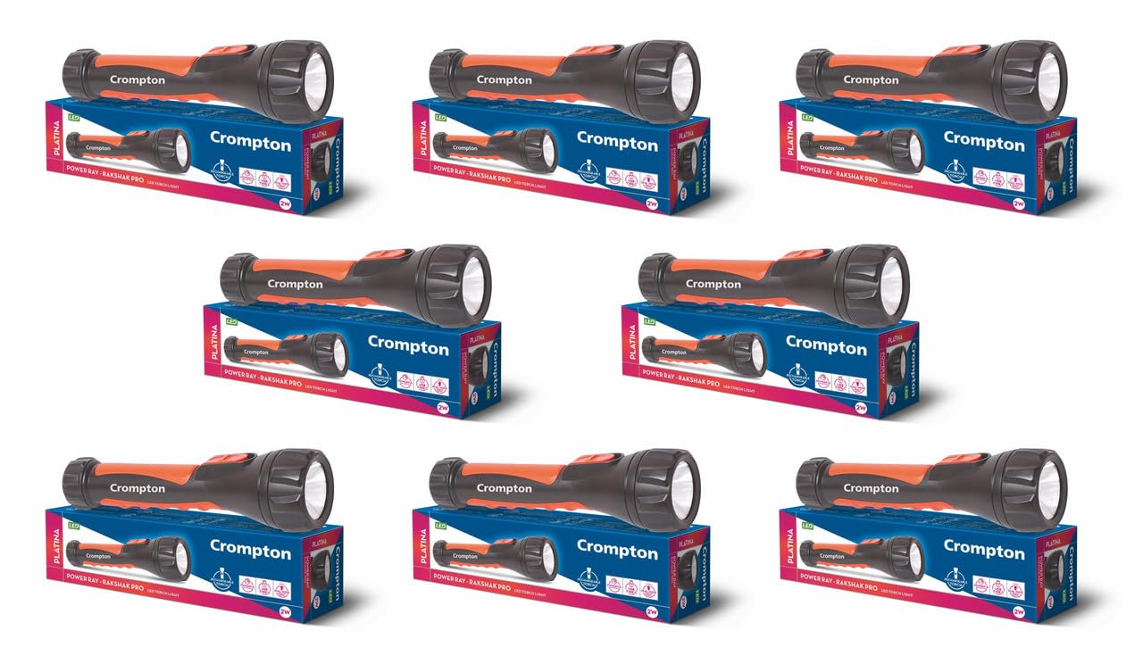 Crompton Rakshak Pro Torch - Rechargeable LED Light (Pack of 2) -2