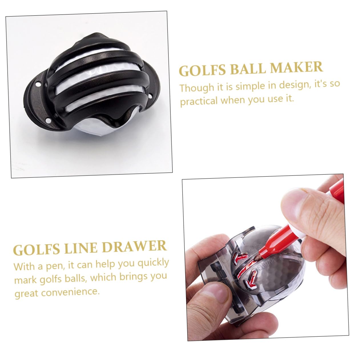 BESTonZON Zeilenzeichnung Set Golfmarker Linienmarkierung Markierungsgolf Werkzeug Golflinie Schublade Hersteller von Golflinien Golfzubehör Markierstift Stift malen Zufällige Farbe