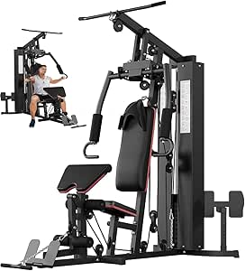 Home Gym Multifunctional Equipment Machine- Full Body Workout Machine with 150LB Weight Stack, High/Low Pulley System, Leg Press &amp; Butterfly Arms | Complete Strength Training Station for Home Use
