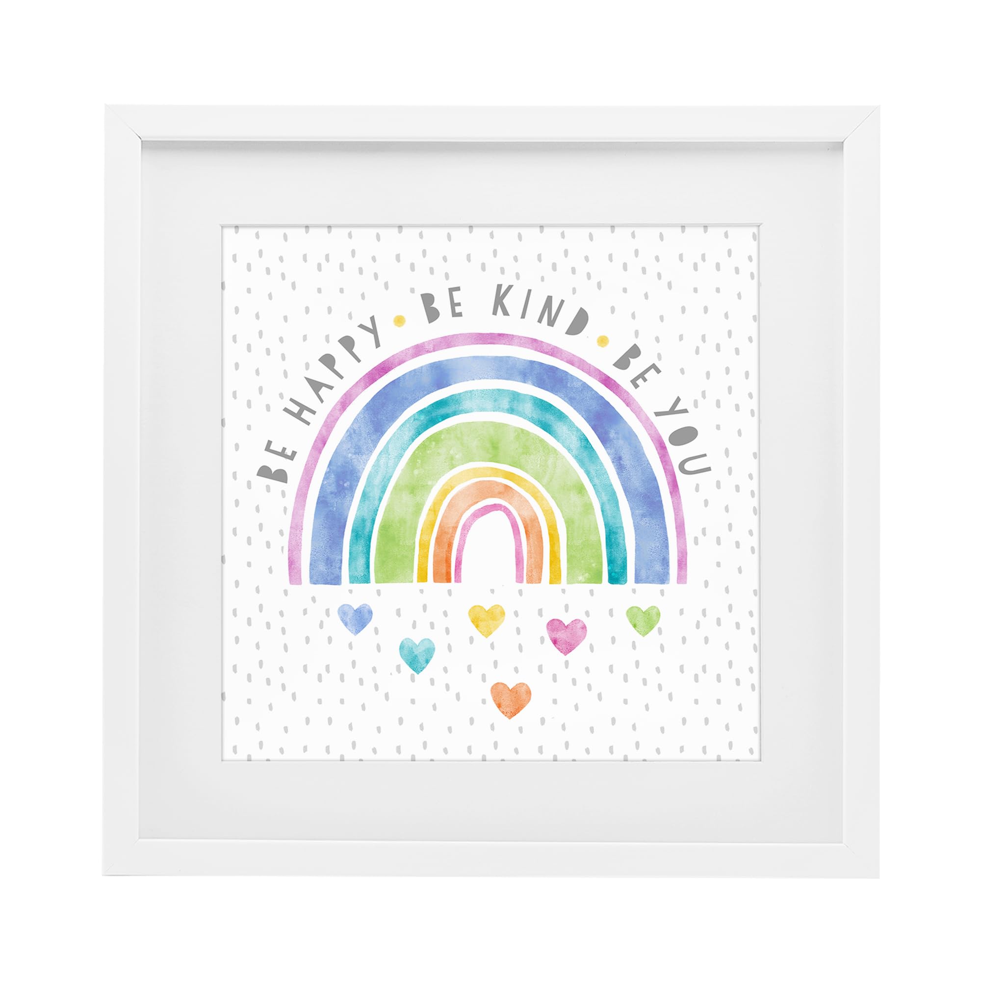 'Be You Hearts & Rainbow'| Framed Print Under Glass