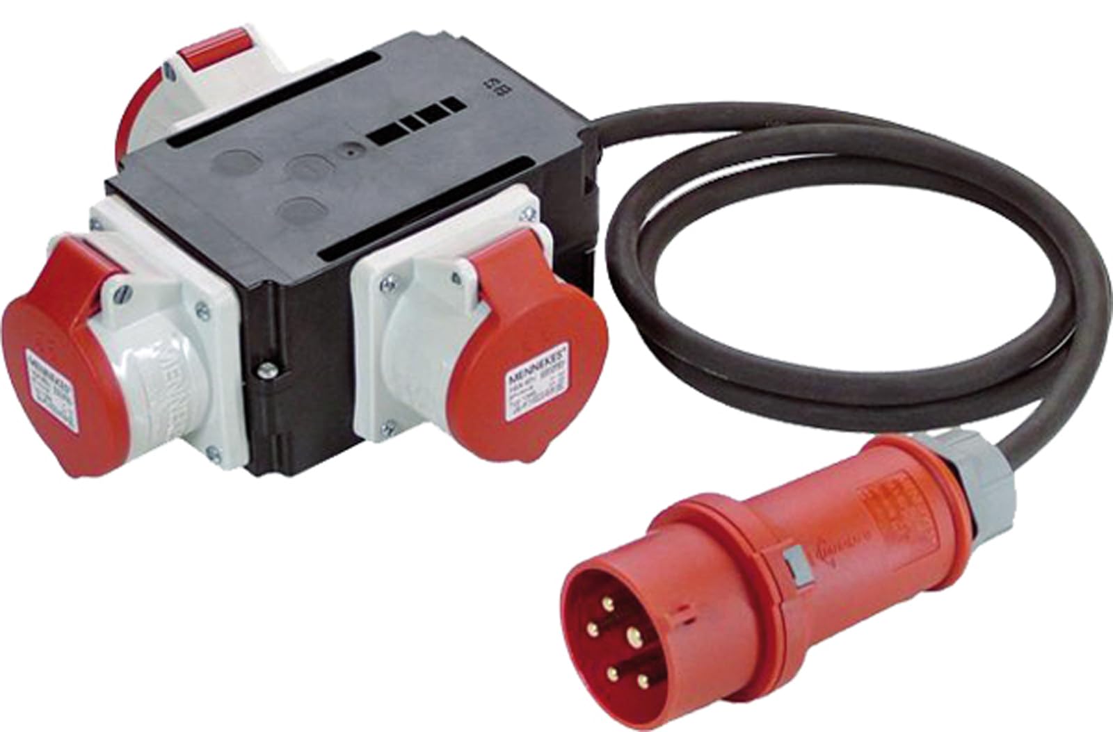 Adaptateur CEE 400V BACHMANN multiprise triphasée 16A 5 broches mâle femelle 1,5m IP44