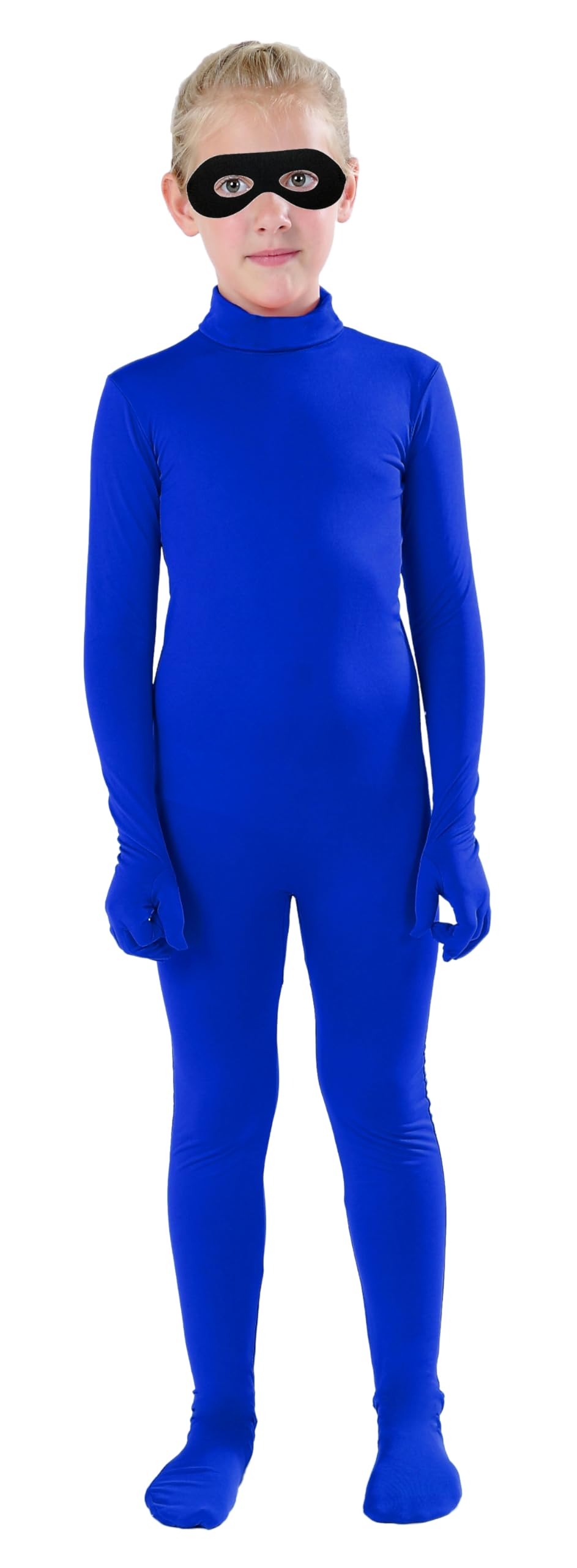 Full Bodysuit Include Felt Eye Mask Kids Dancewear Solid Color Spandex Zentai Child Unitard