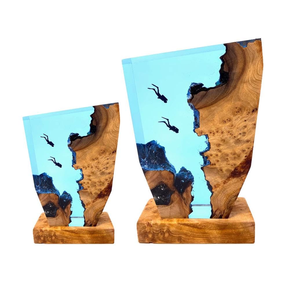 Lampada subacquea in resina Deep Sea Cave Divers - Immergiti nel mondo sottomarino - Regalo personalizzato