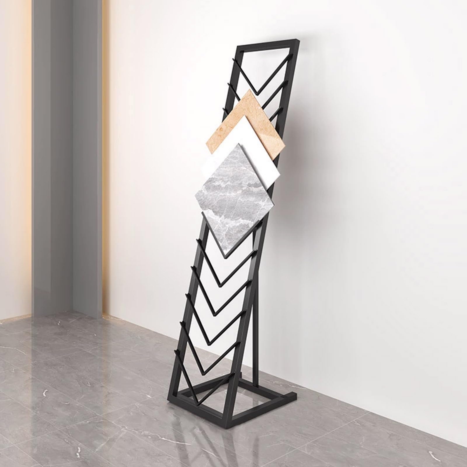Expositor de muestras de baldosas metálicas, estante organizador de madera, soporte de almacenamiento, 50x30x150cm