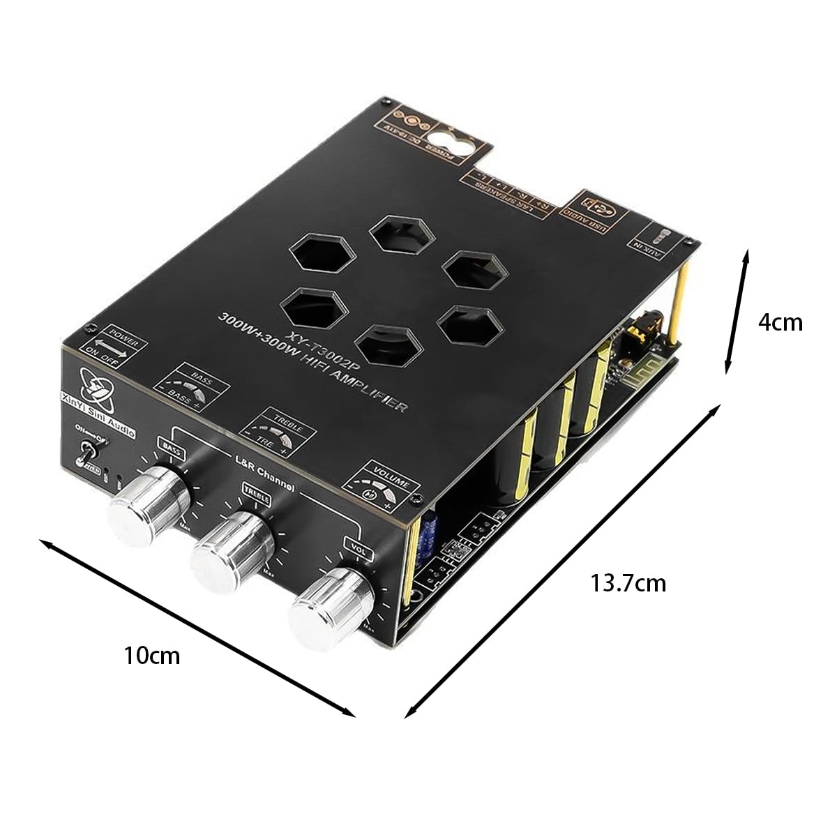 Placa amplificadora T3002P, chip TPA3255, 300 W x 2, módulo amplificador de audio con altavoz Bluetooth estéreo DC19-51 V y carcasa.