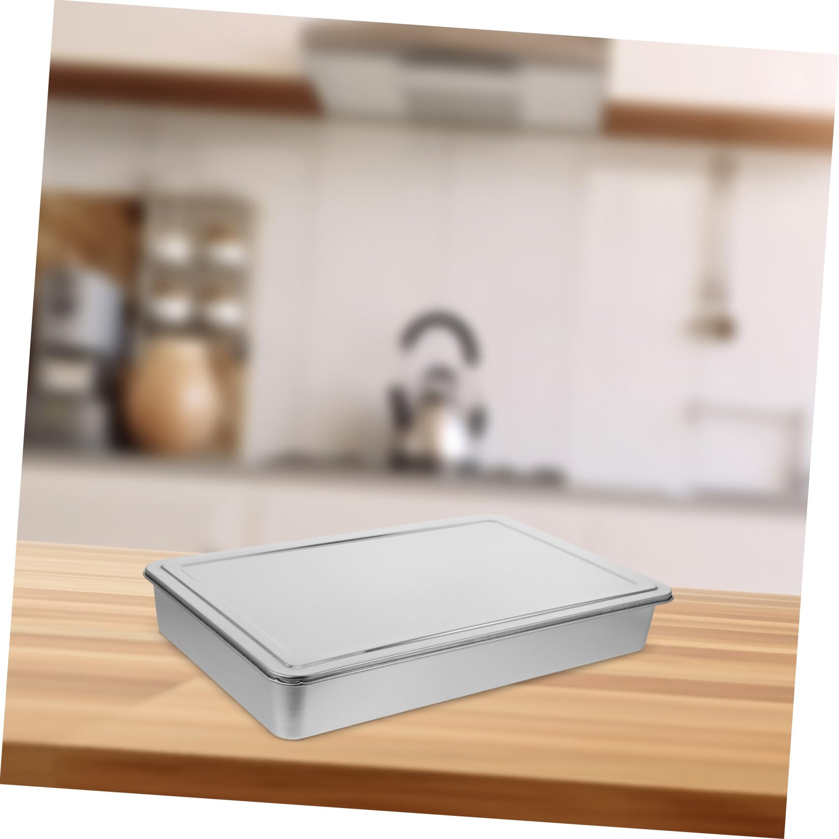 Toyvian Teglia Padella da Forno Rettangolare 43x28x6 Cm in Acciaio Inox con Coperchio con Bordi Arrotondati per Torte, Brownies e Verdure, per Picnic e Conservazione Alimenti