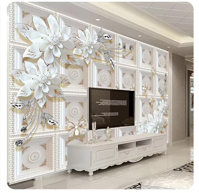 Papier peint 3D relief stéréoscopique fleurs pour agrandir le salon 350x256cm
